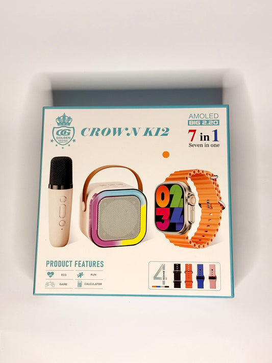 Crown K12 ( Watch Ultra + 4 Straps + BT Speaker + Wireless Microphone )