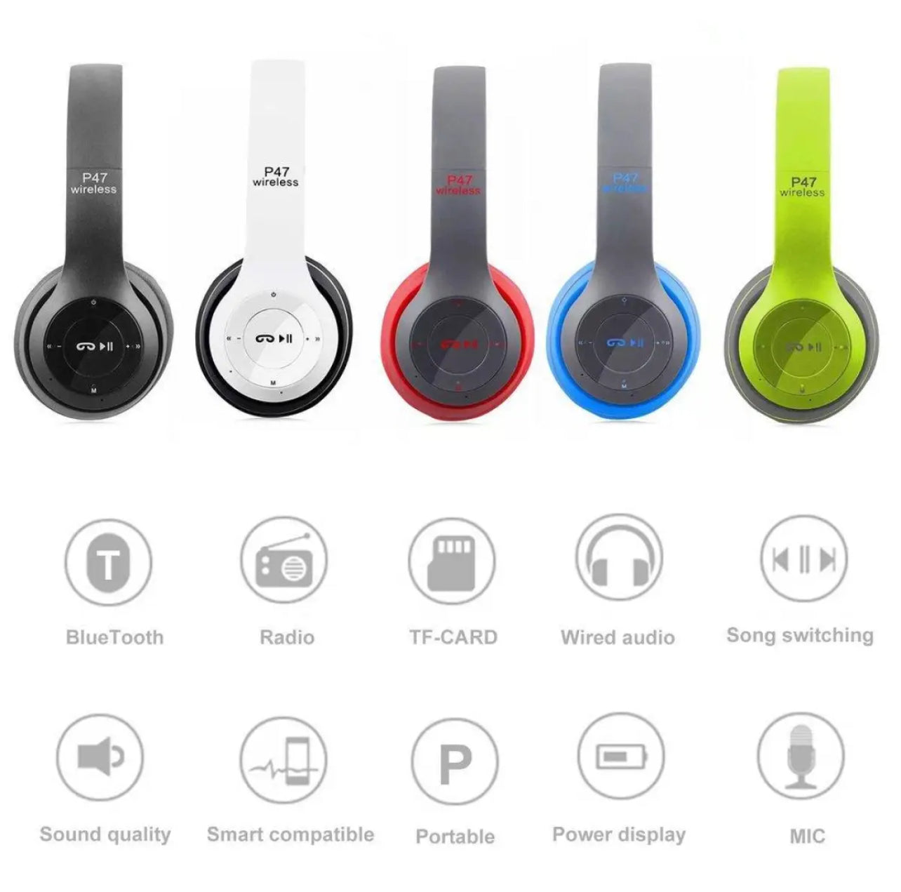 P47 Wireless headphones with Microphone Bluetooth Foldable Headset