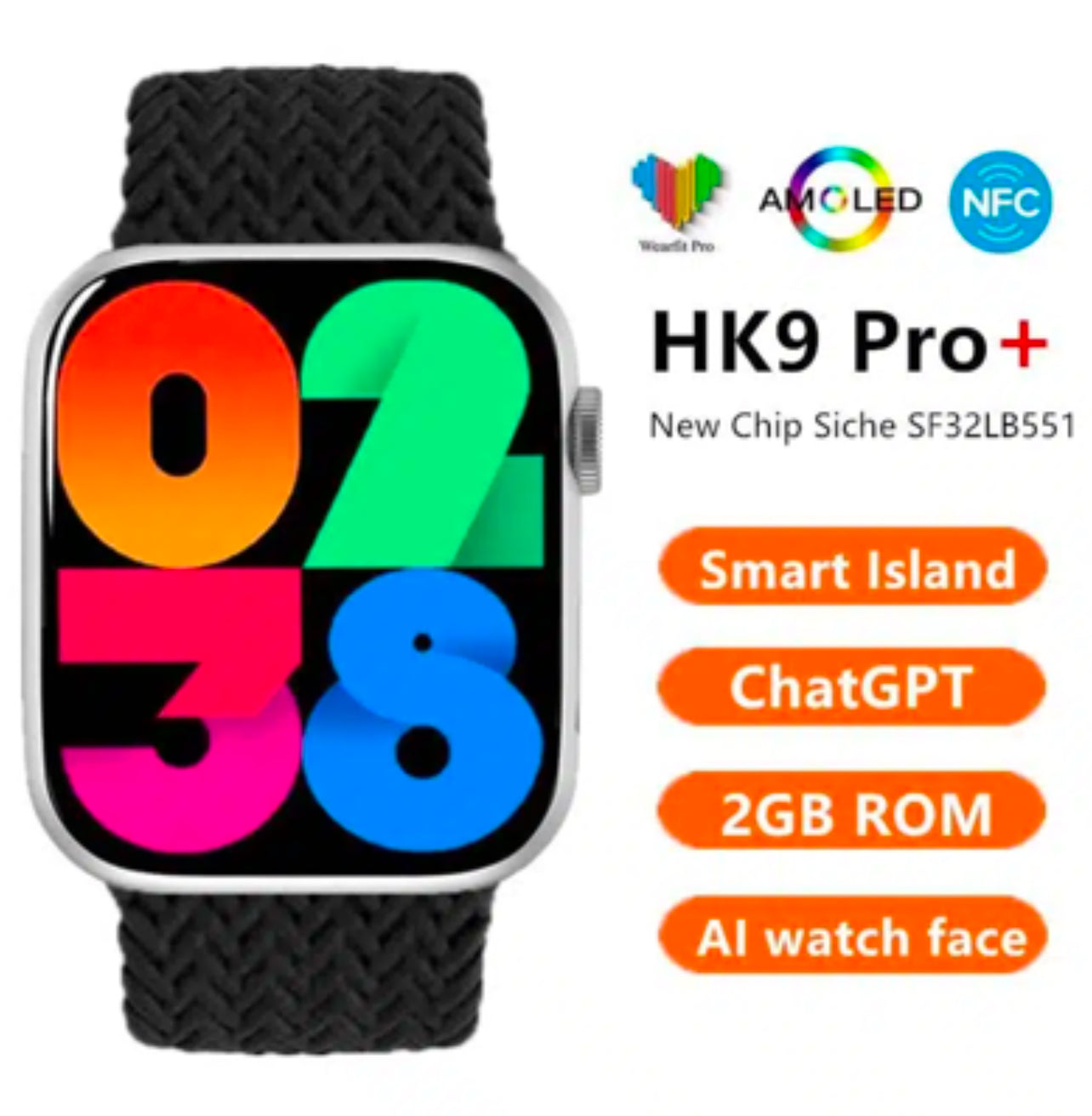 HK9 Pro Plus Series 9 AMOLED Display AI Watchface Chat GPT Smart Watch GEN3