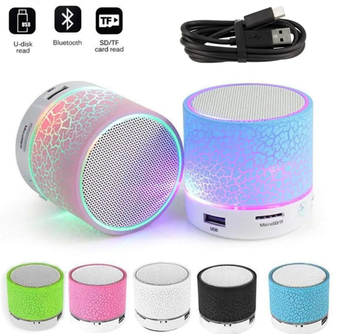 Mini Bluetooth Wireless Portable Speaker with LED Dancing Light & High Bass Sound