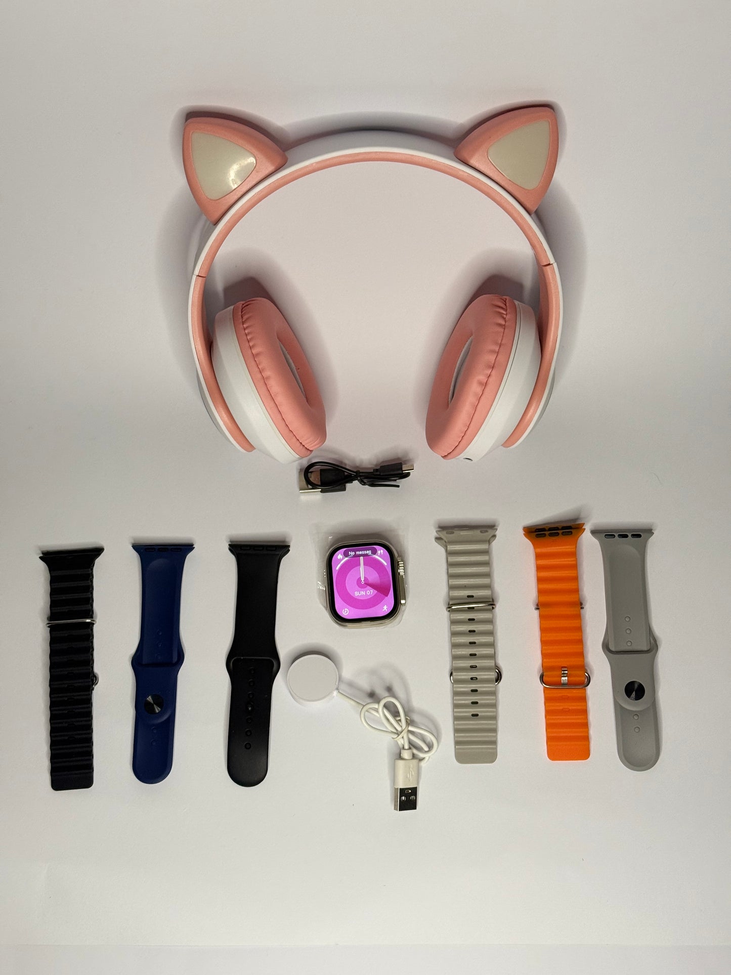 TK708 ( Kitty BT Headphones + Watch Ultra + 7 Straps )