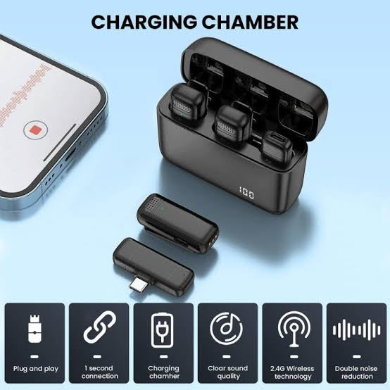 Wireless Lavalier Dual Microphone with Power Bank