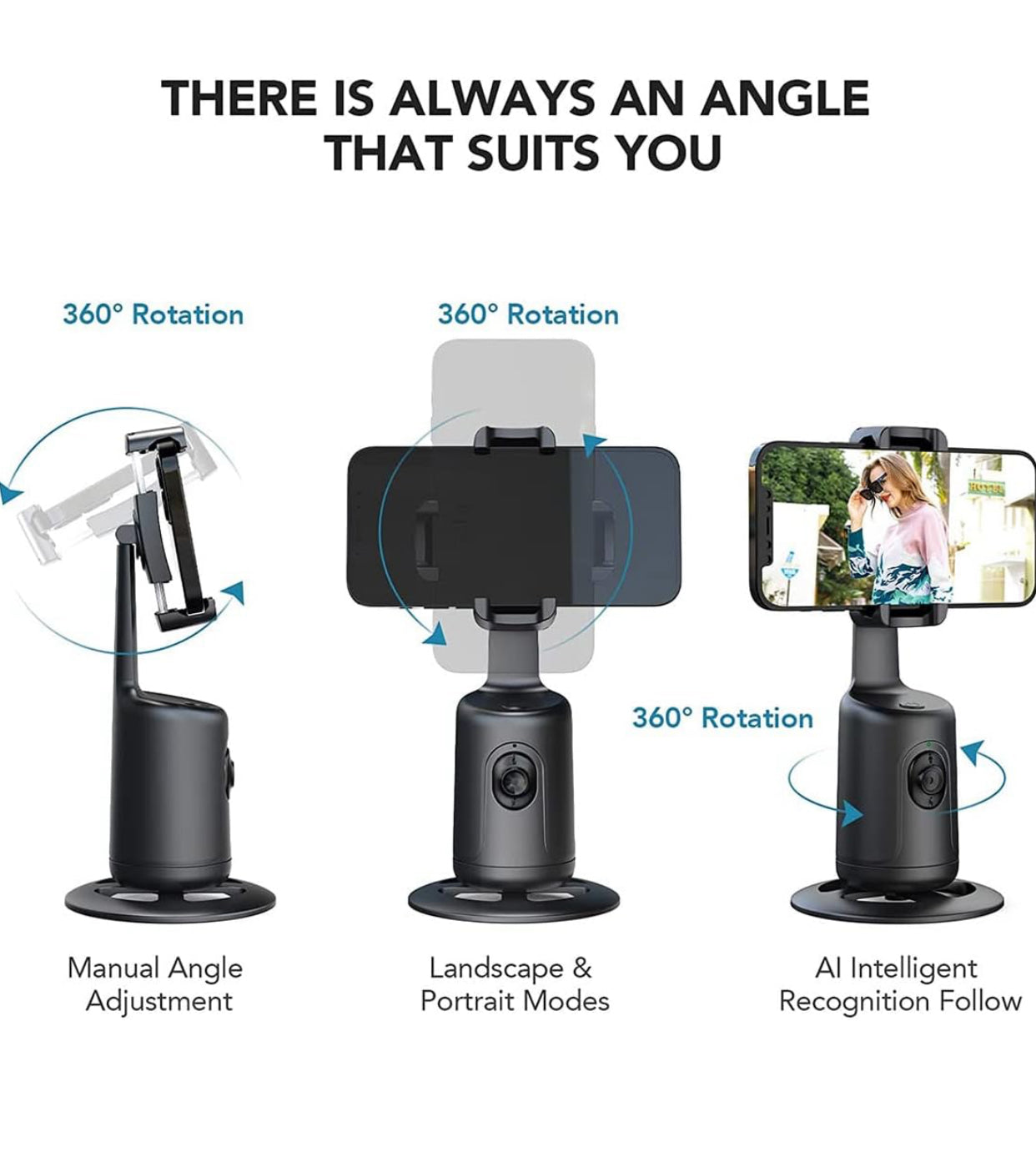 Phone Auto Face Tracking Gimbal Stabilizer 360° Rotation Desktop Handheld Gimbal Phone Tripod for Live Streaming