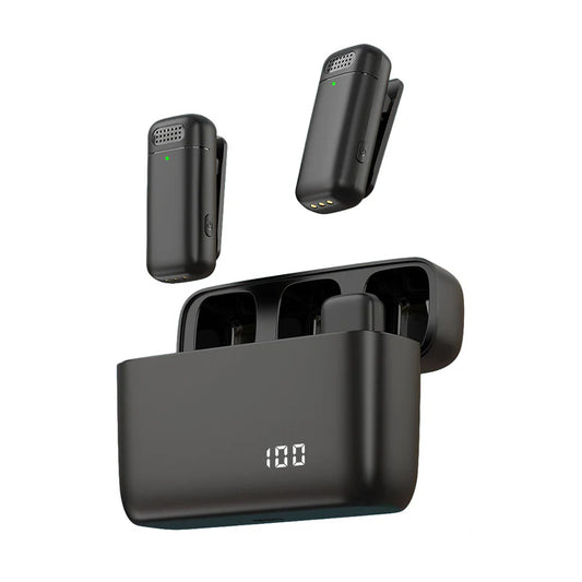 Wireless Lavalier Dual Microphone with Power Bank