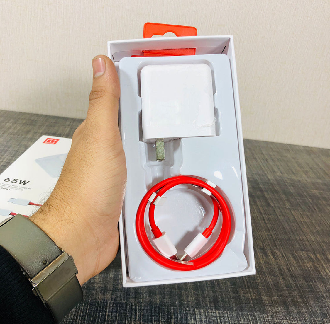 One Plus 65w Wrap Charger + Type C to C Cable